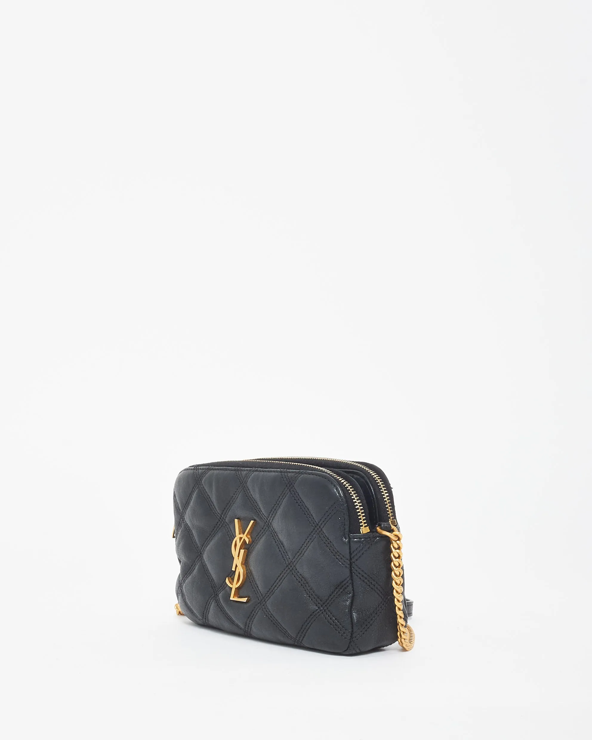 Saint Laurent Black Leather Logo Becky Crossbody Bag