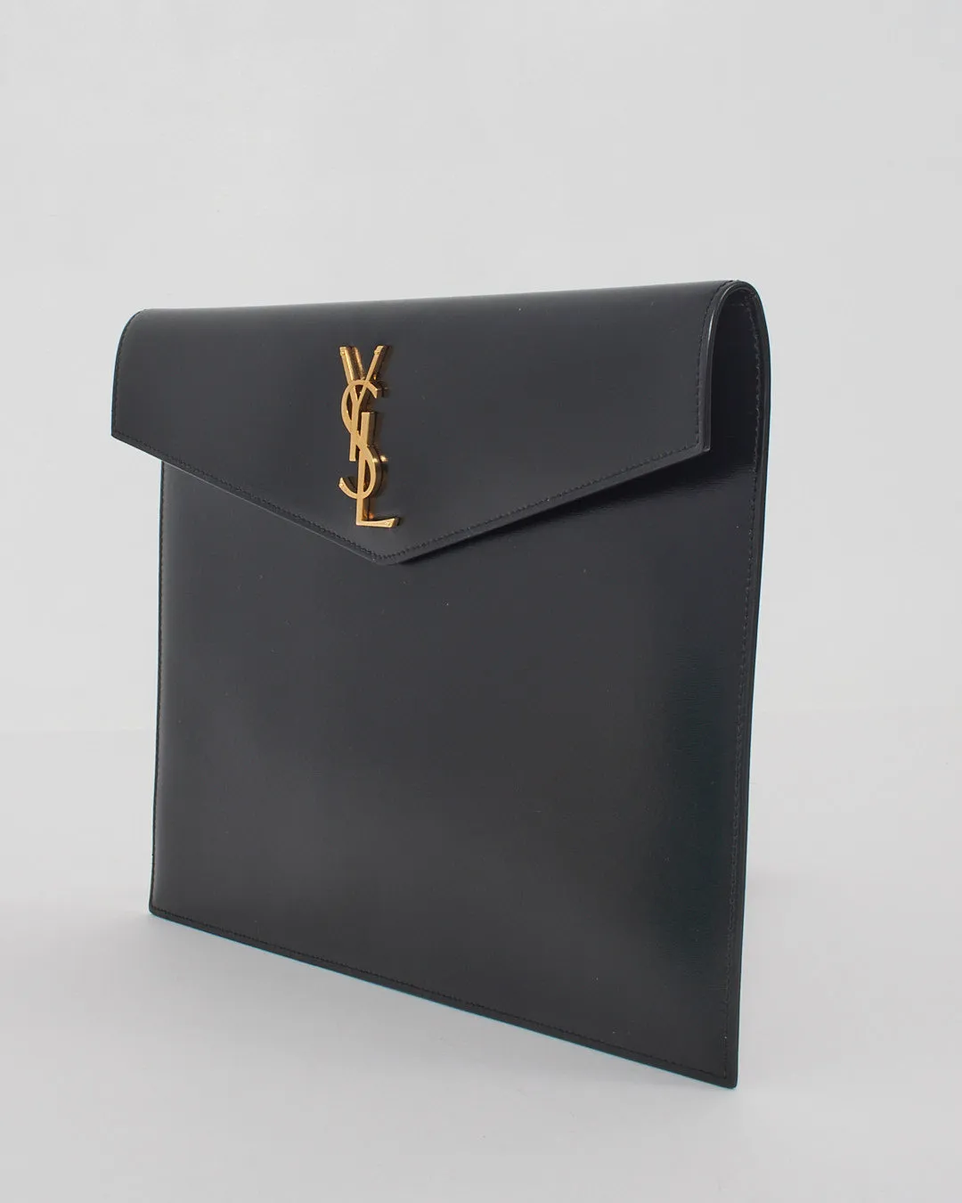 Saint Laurent Black Smooth Leather Uptown Clutch