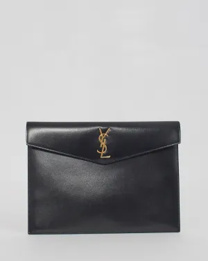 Saint Laurent Black Smooth Leather Uptown Clutch