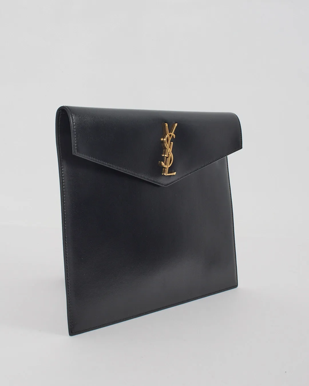 Saint Laurent Black Smooth Leather Uptown Clutch