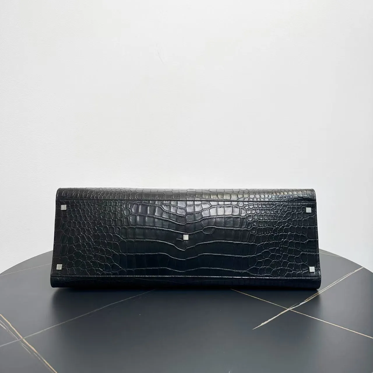 Saint Laurent Niki Black Crocodile-Embossed Leather Tote Bag