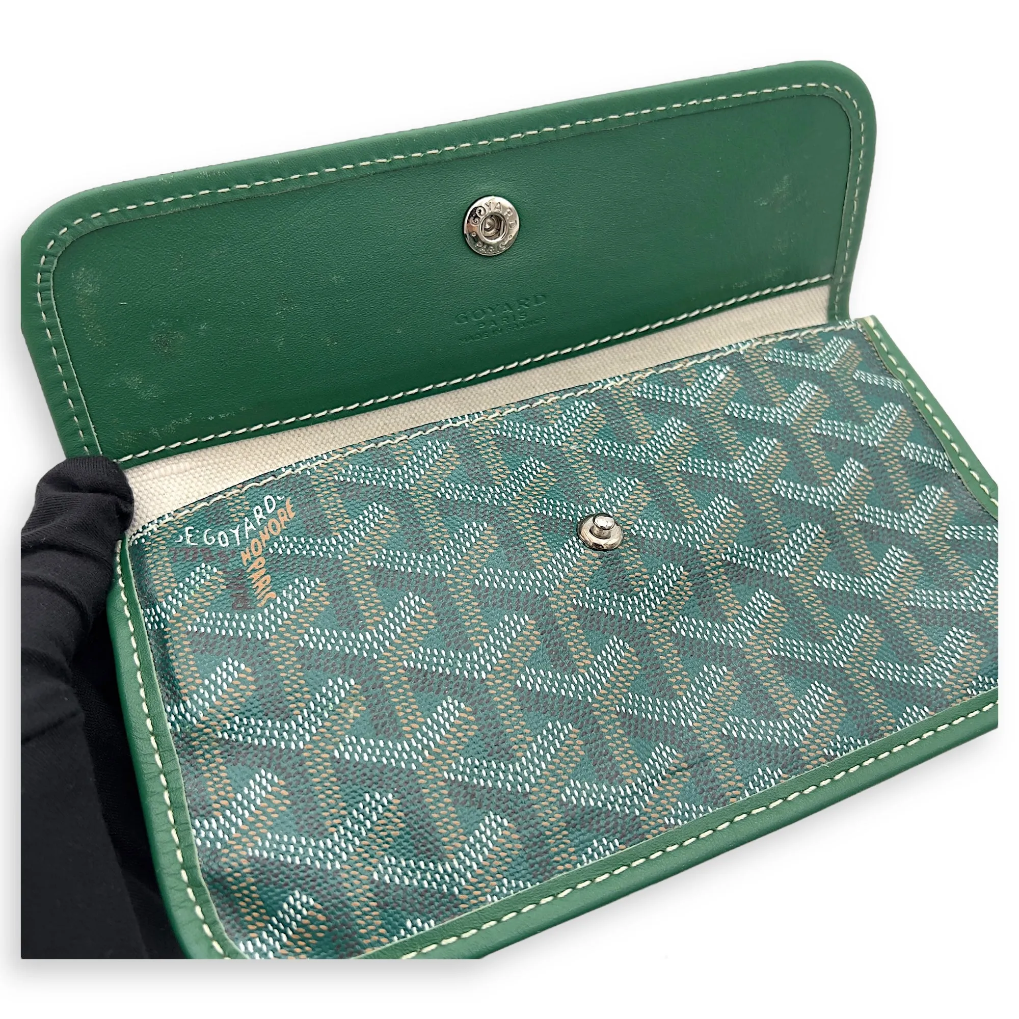 Saint Louis PM Green Tote Bag in Coated Canvas, Silver hardware