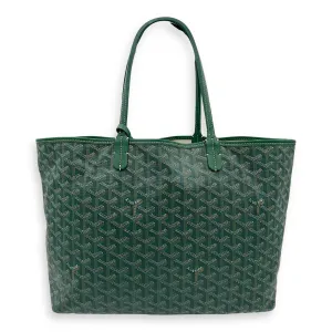 Saint Louis PM Green Tote Bag in Coated Canvas, Silver hardware