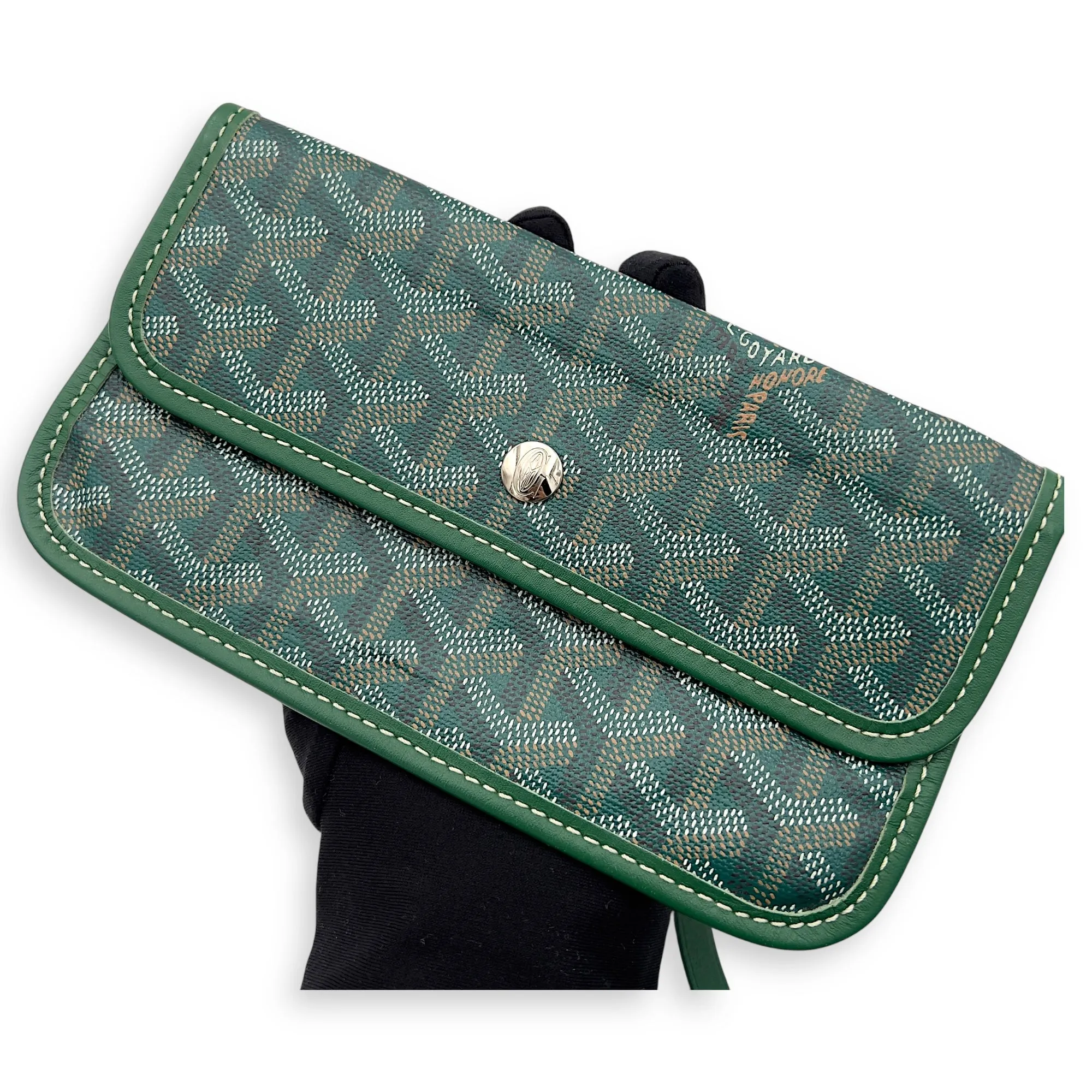 Saint Louis PM Green Tote Bag in Coated Canvas, Silver hardware