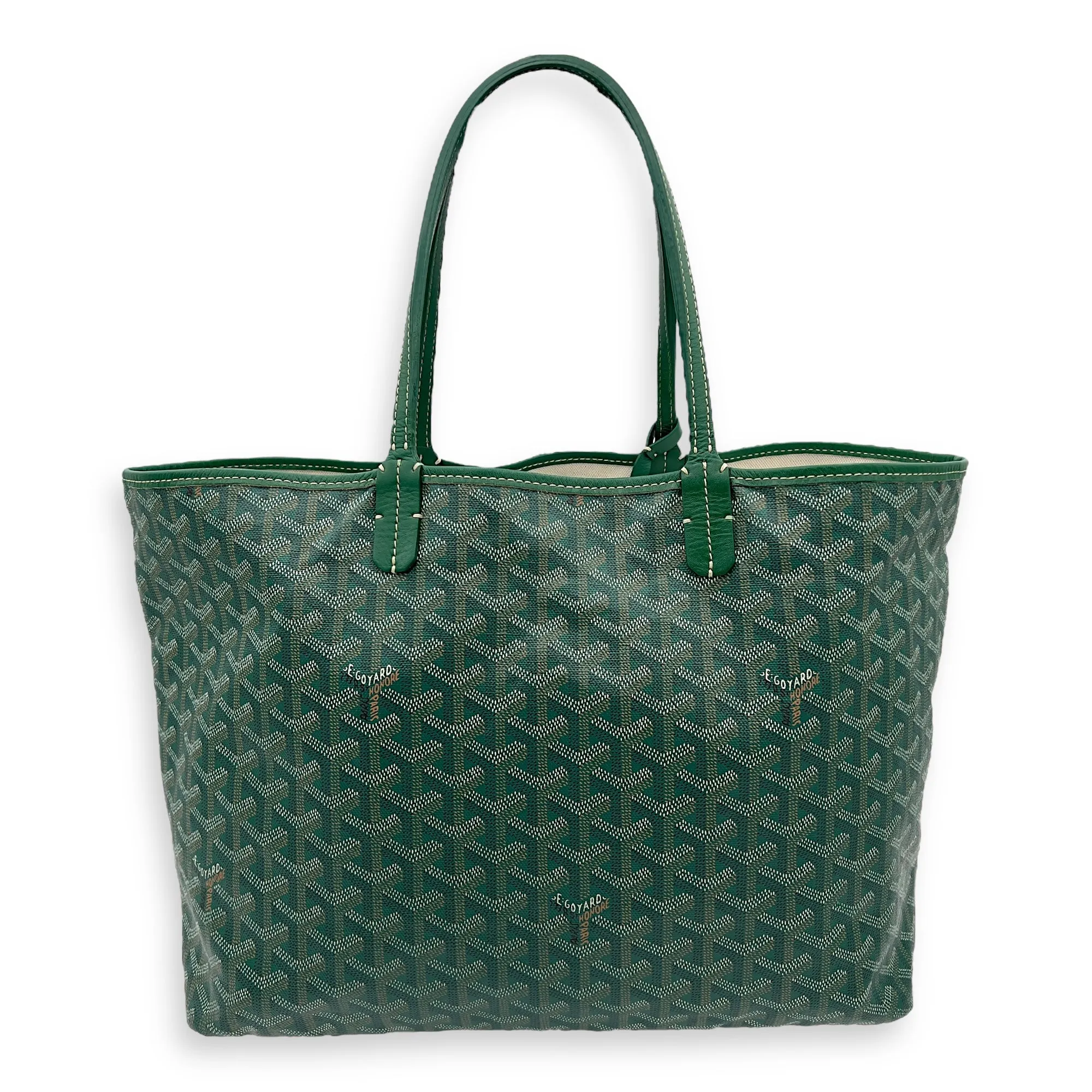 Saint Louis PM Green Tote Bag in Coated Canvas, Silver hardware