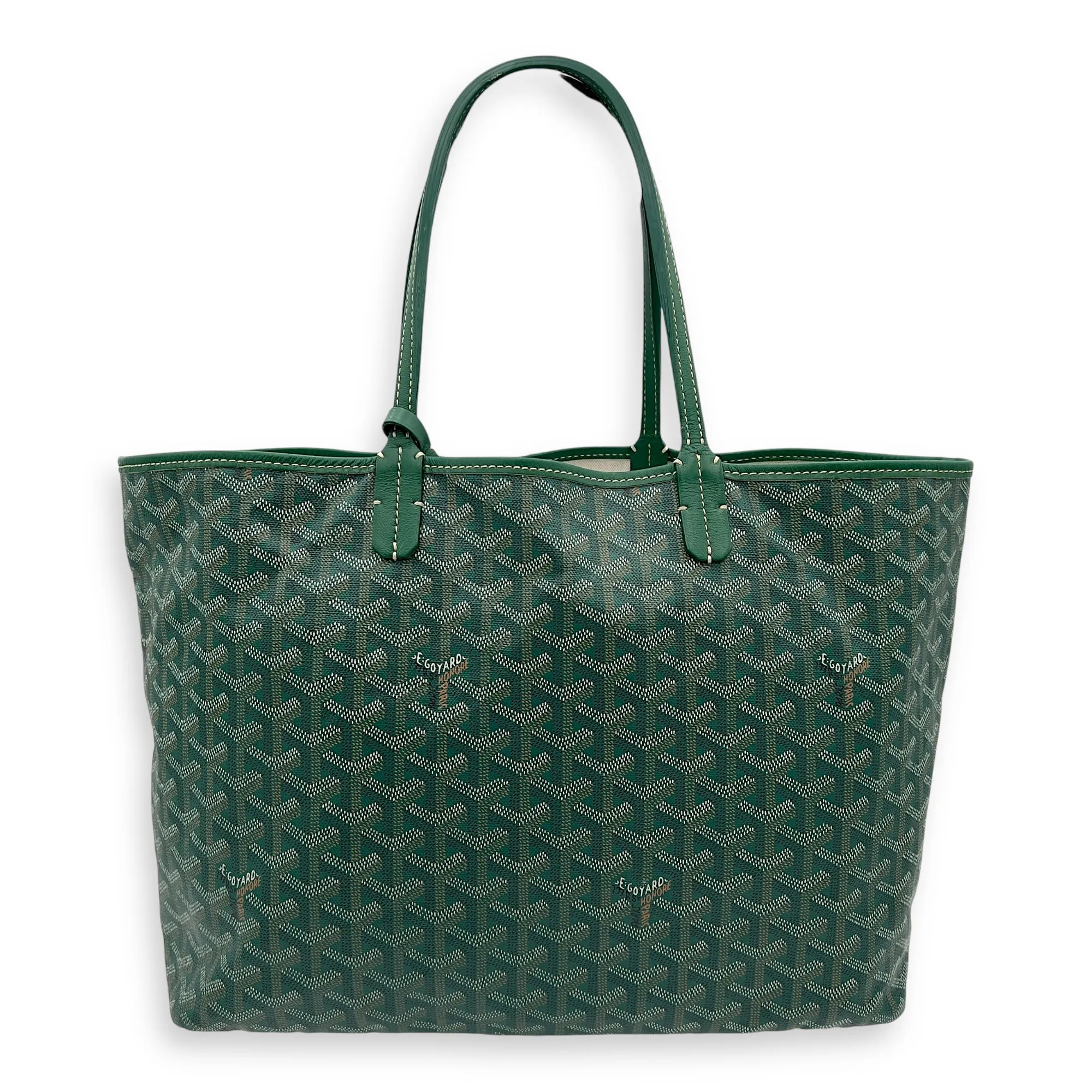 Saint Louis PM Green Tote Bag in Coated Canvas, Silver hardware
