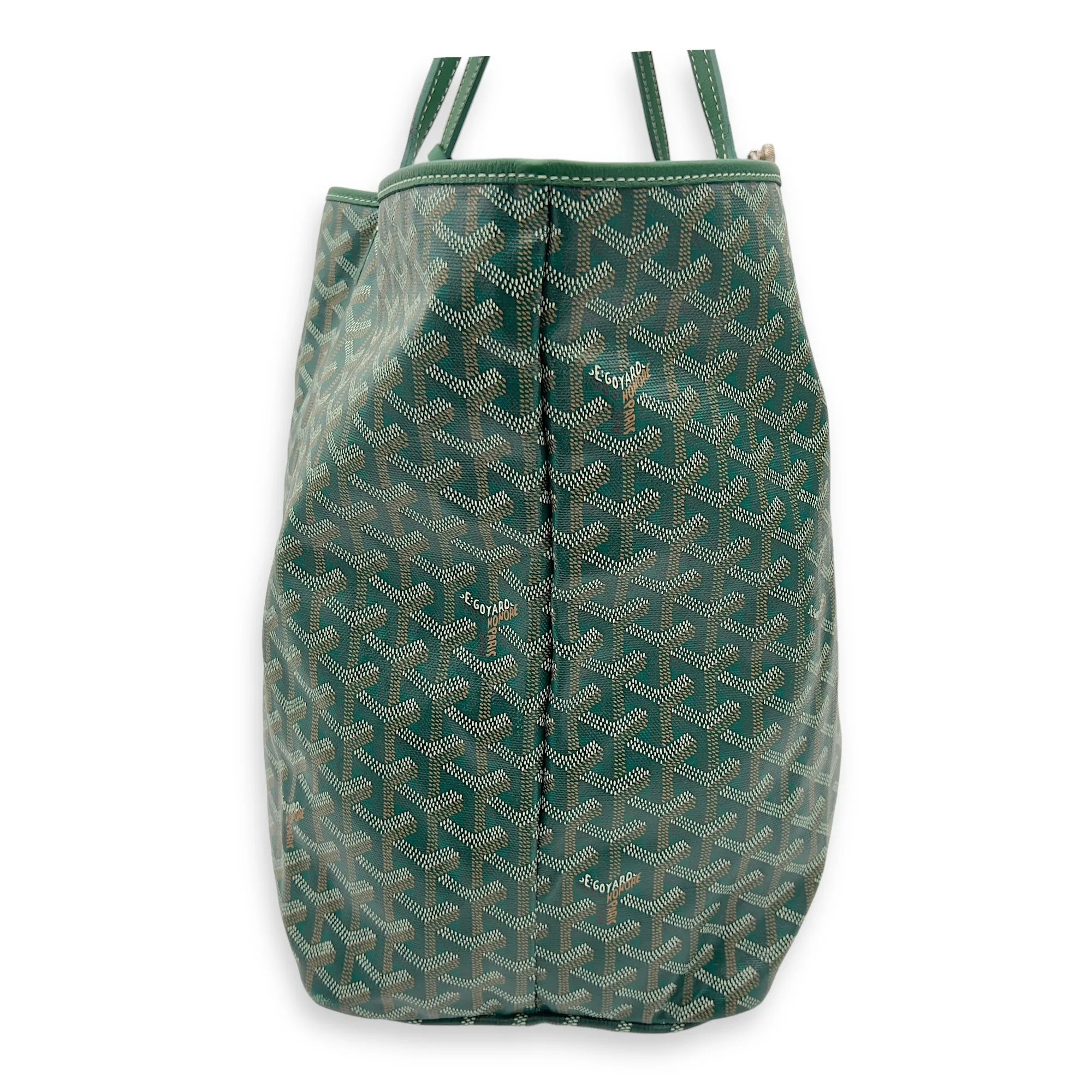 Saint Louis Tote Bag GM Green in Coated Canvas, Silver hardware