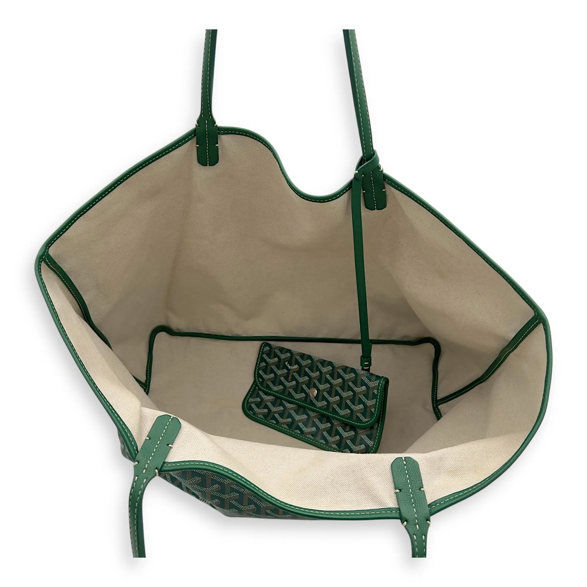 Saint Louis Tote Bag GM Green in Coated Canvas, Silver hardware