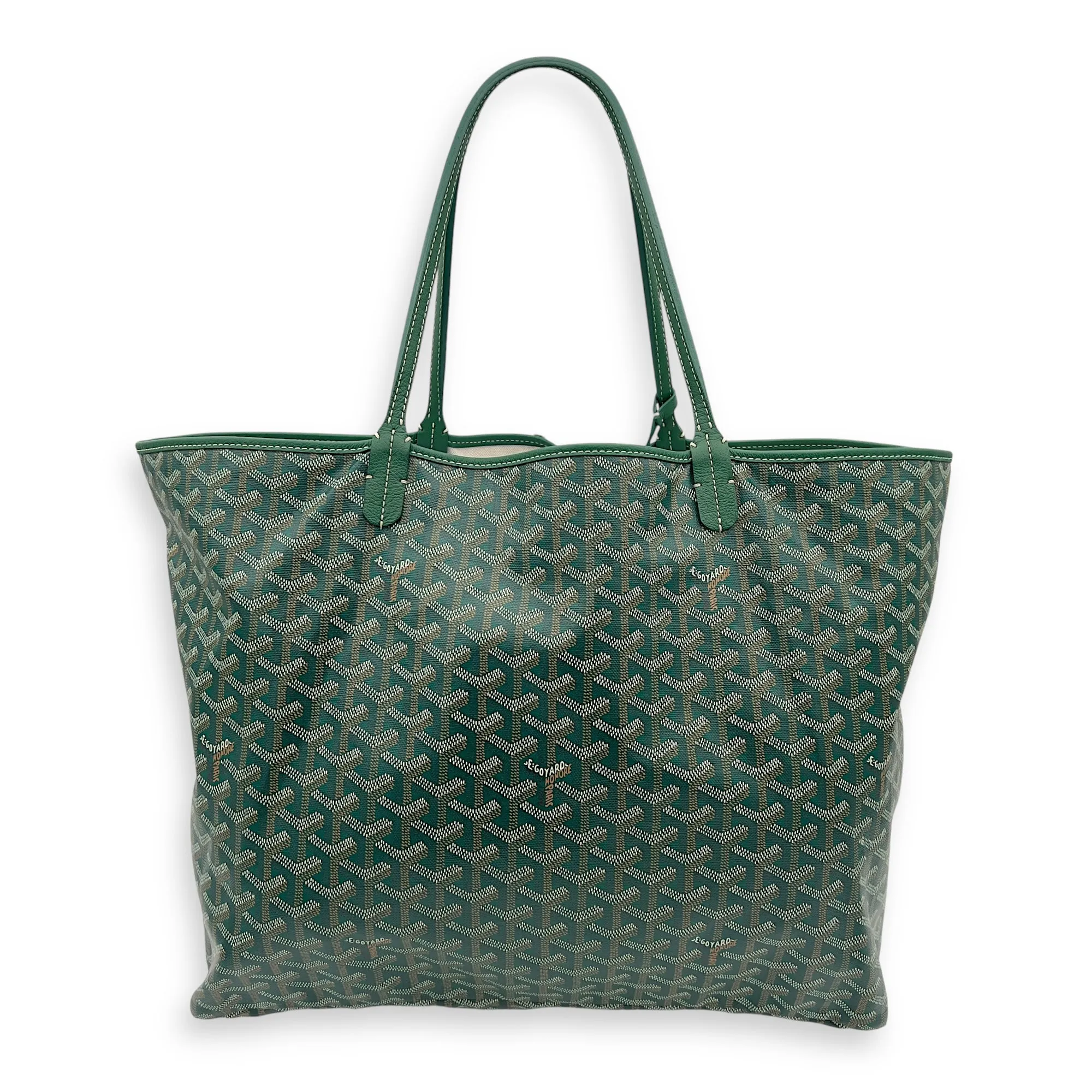Saint Louis Tote Bag GM Green in Coated Canvas, Silver hardware
