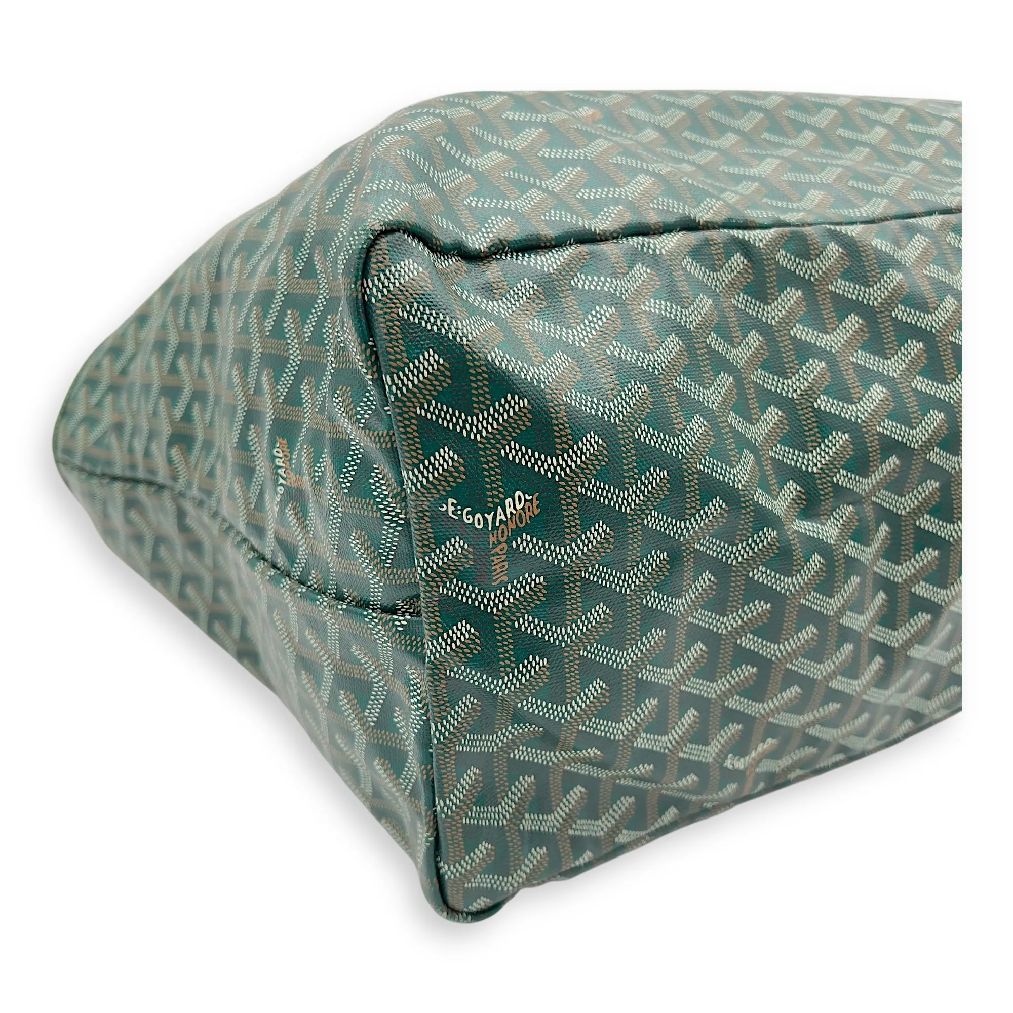 Saint Louis Tote Bag GM Green in Coated Canvas, Silver hardware