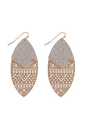 Sand Sticker Marquise Tribal Filigree Earrings Gold Silver - Pack of 6