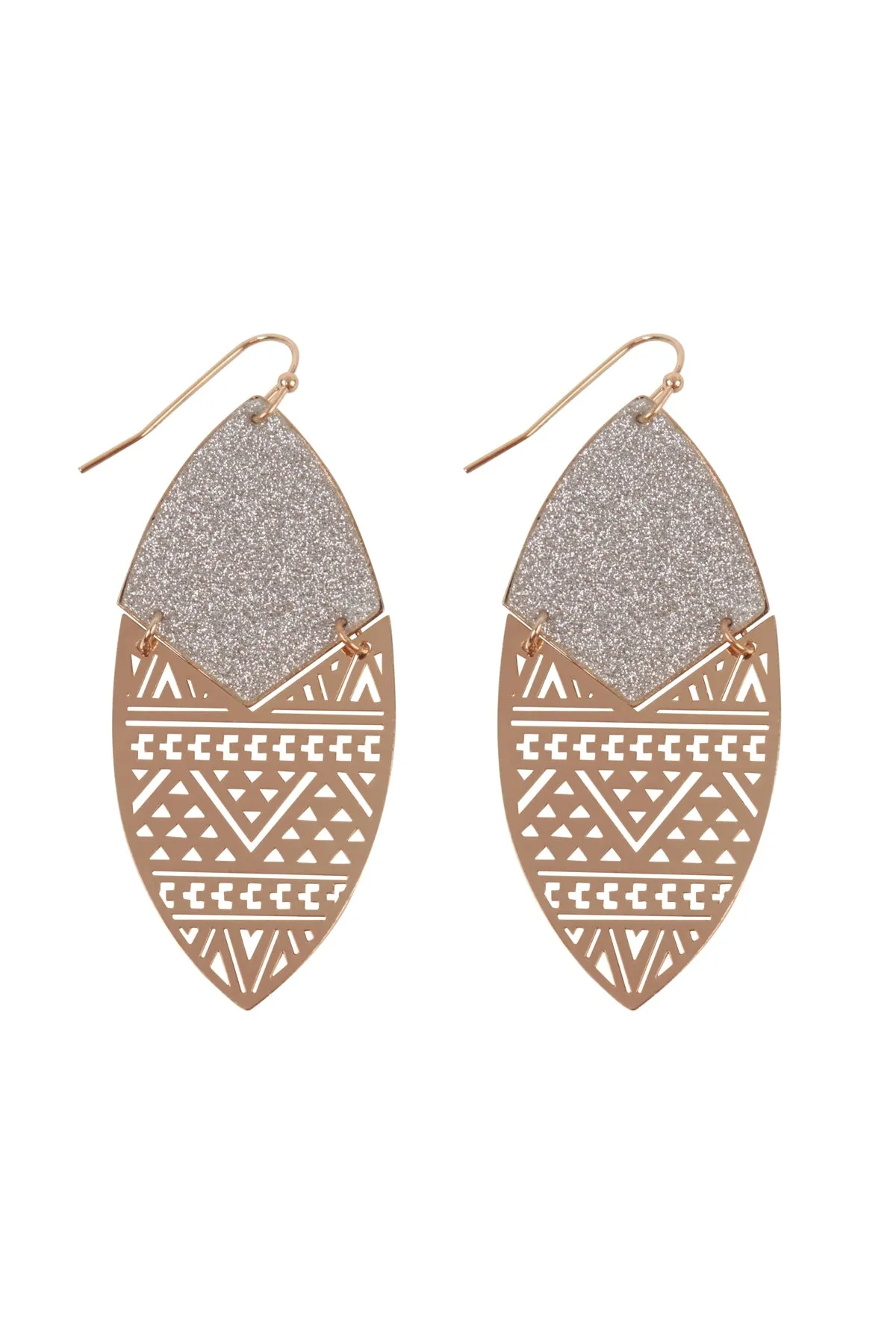 Sand Sticker Marquise Tribal Filigree Earrings Gold Silver - Pack of 6