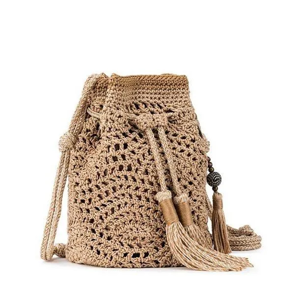 Sayulita Crochet Drawstring Bucket