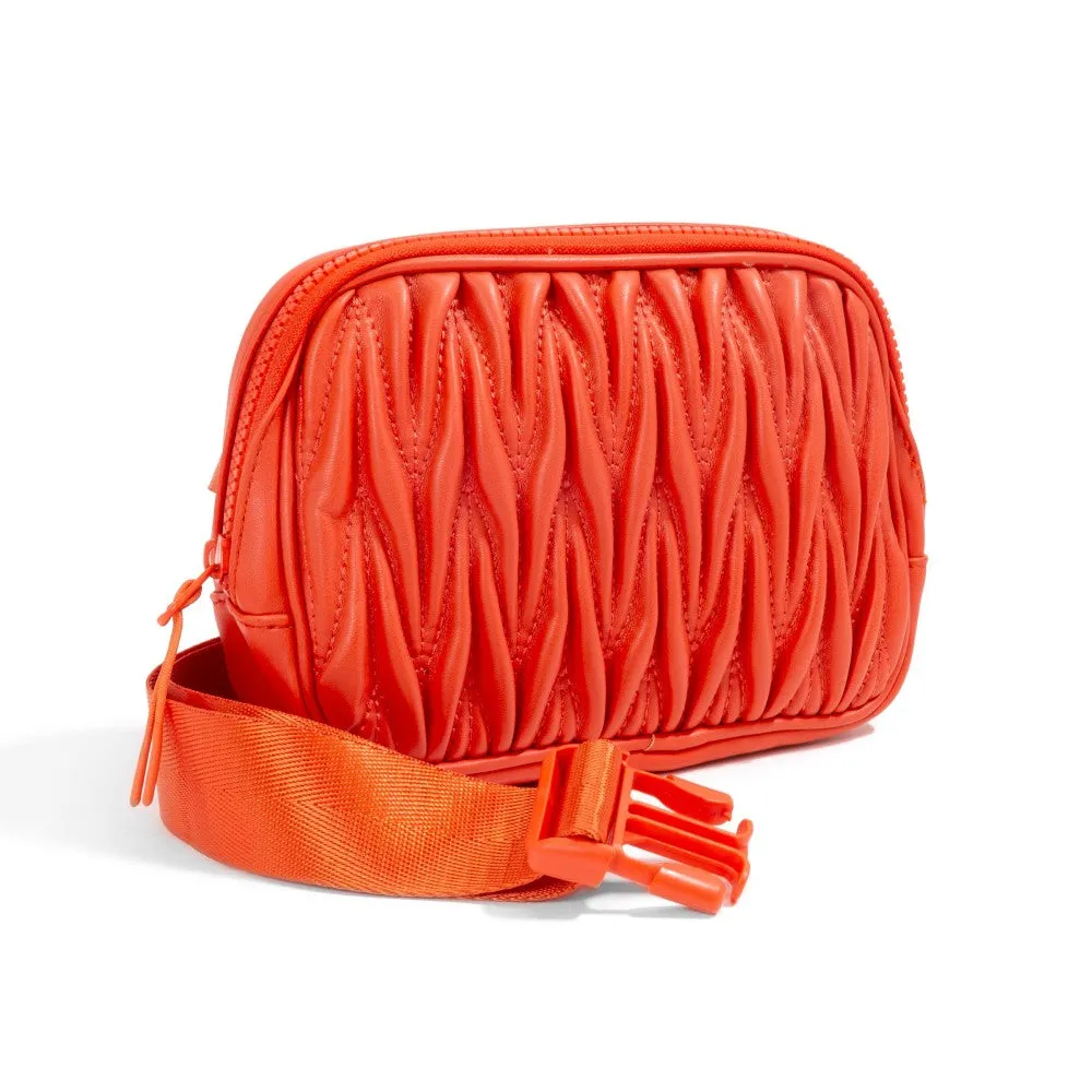 Scrunched Faux Leather Belt Bag- many color options