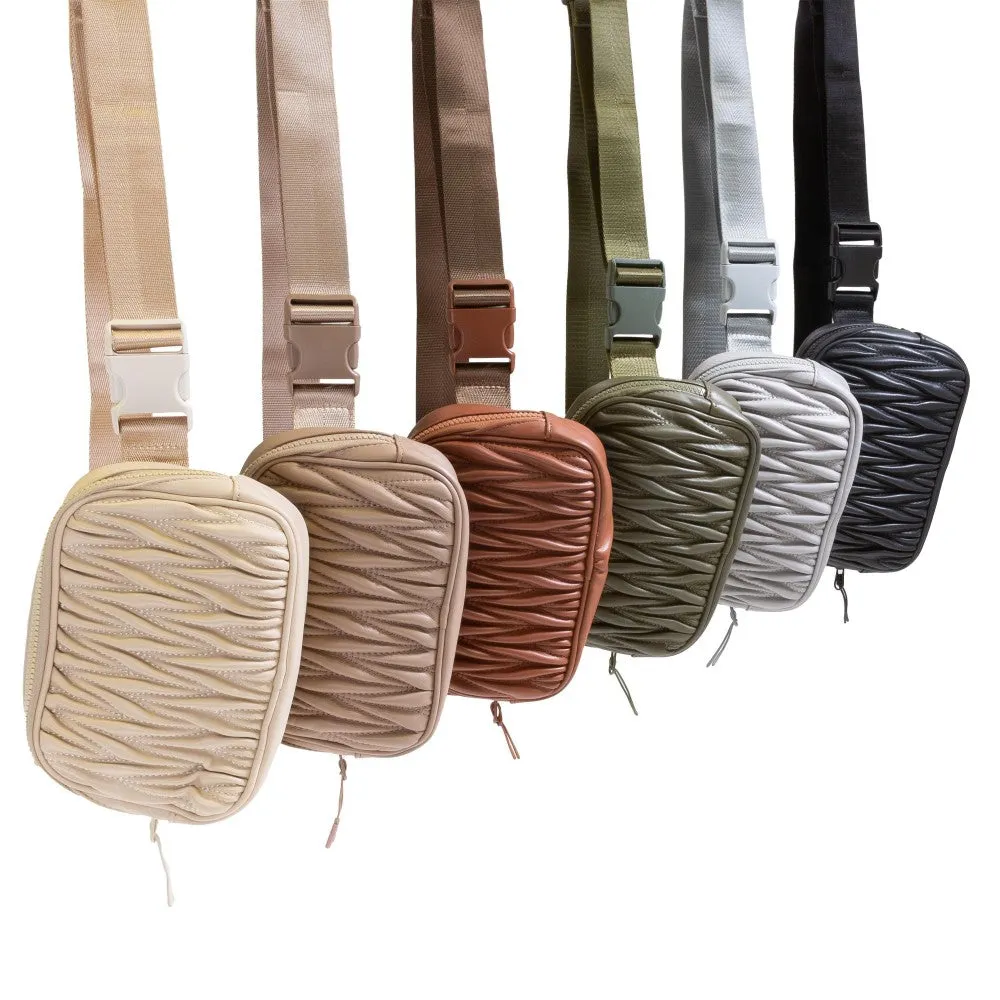 Scrunched Faux Leather Belt Bag- many color options