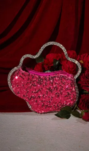 SEQUIN CLOUD CLUTCH IN HOT PINK
