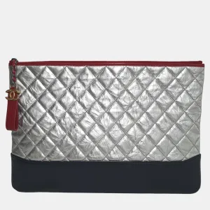 Silver Leather Gabrielle clutch