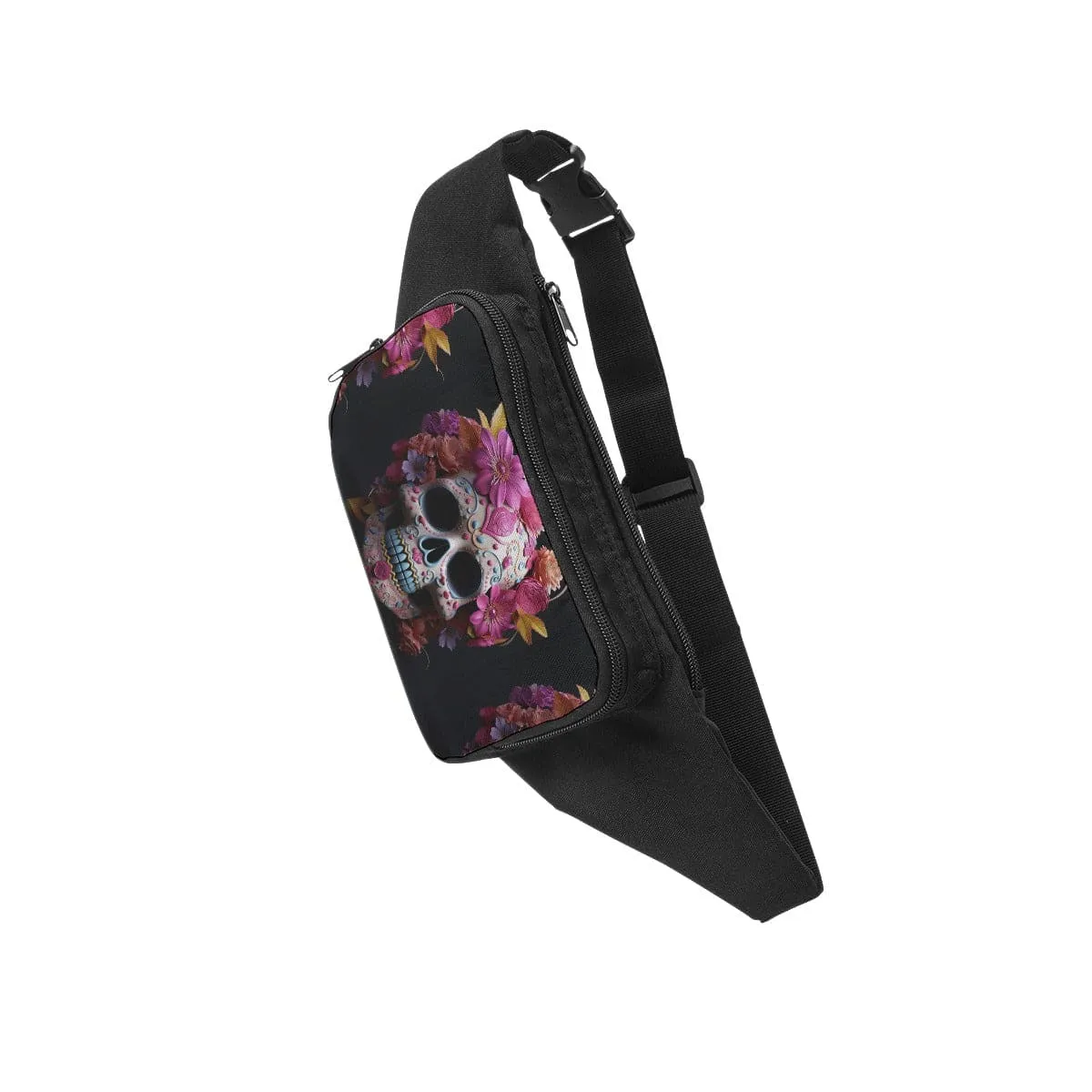 Skull Floral Black Waist Pack
