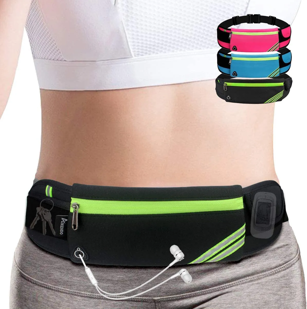Slim Reflective Running Belt Bag for Hiking Cycling Workout & Travel