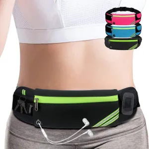 Slim Reflective Running Belt Bag for Hiking Cycling Workout & Travel