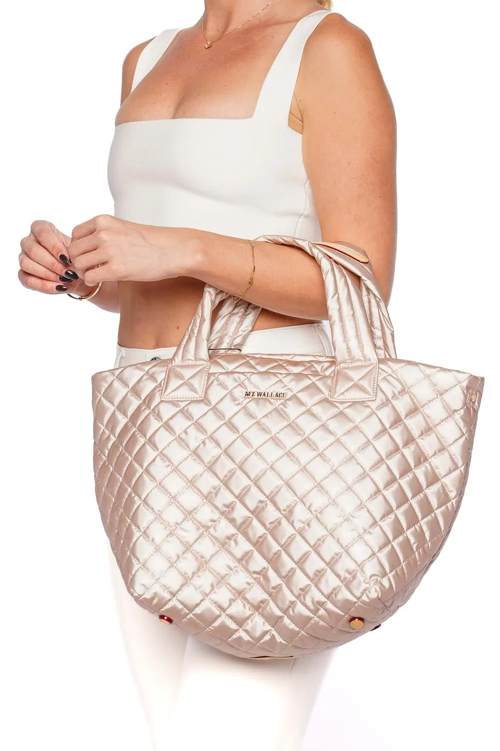 Small Metro Deluxe Pale Rose Metallic Tote