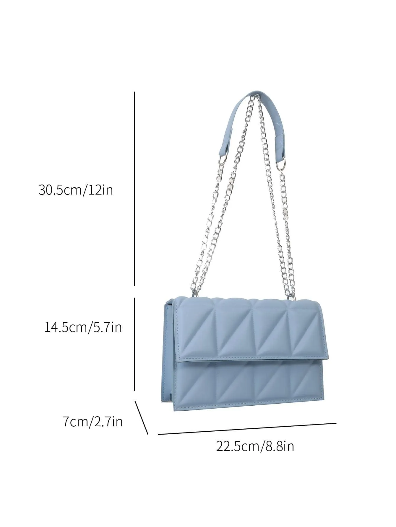 Small Quilted Flap Chain Square Bag - Blue