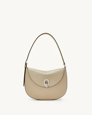 Small Tondo Hobo in Bone Leather