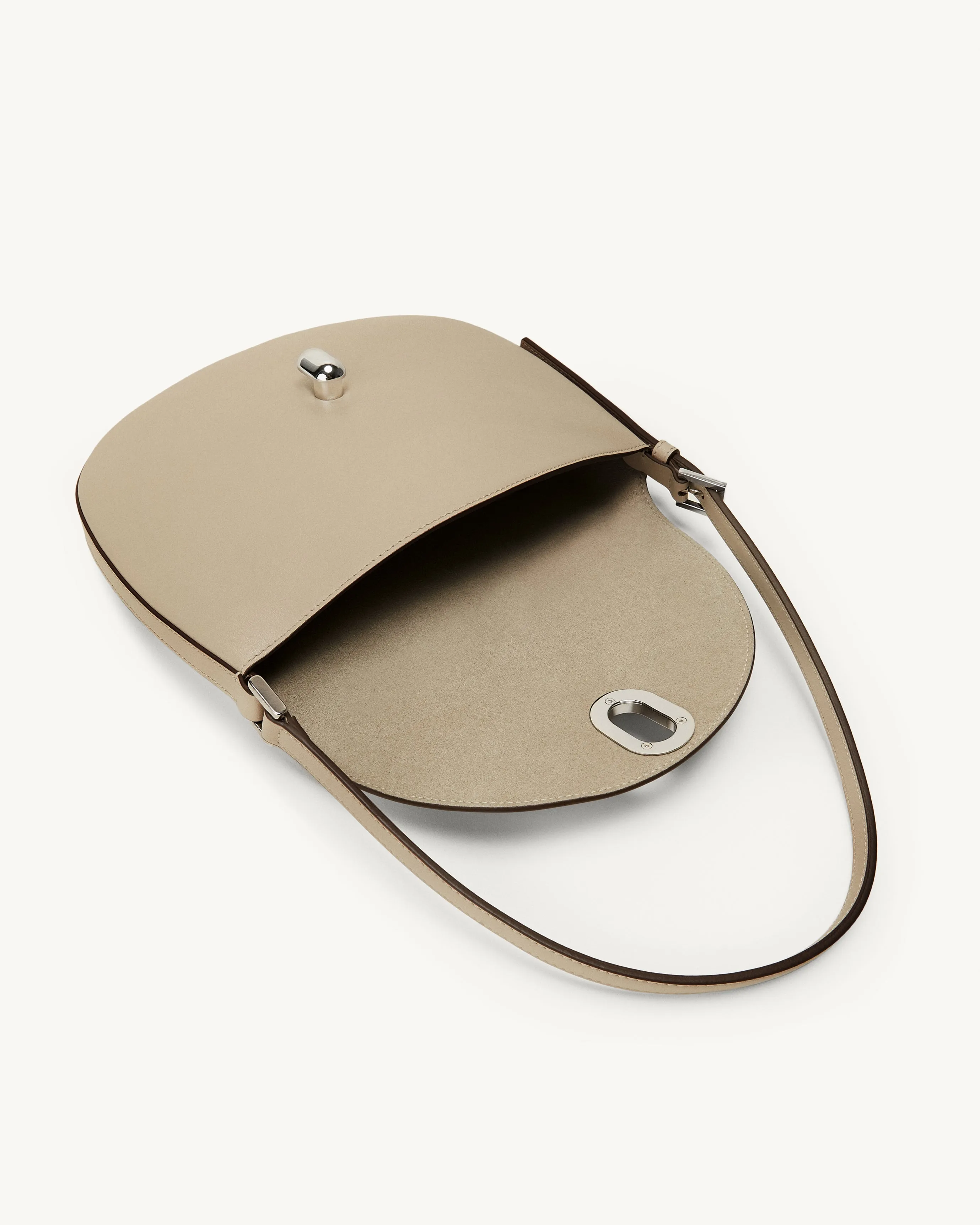 Small Tondo Hobo in Bone Leather