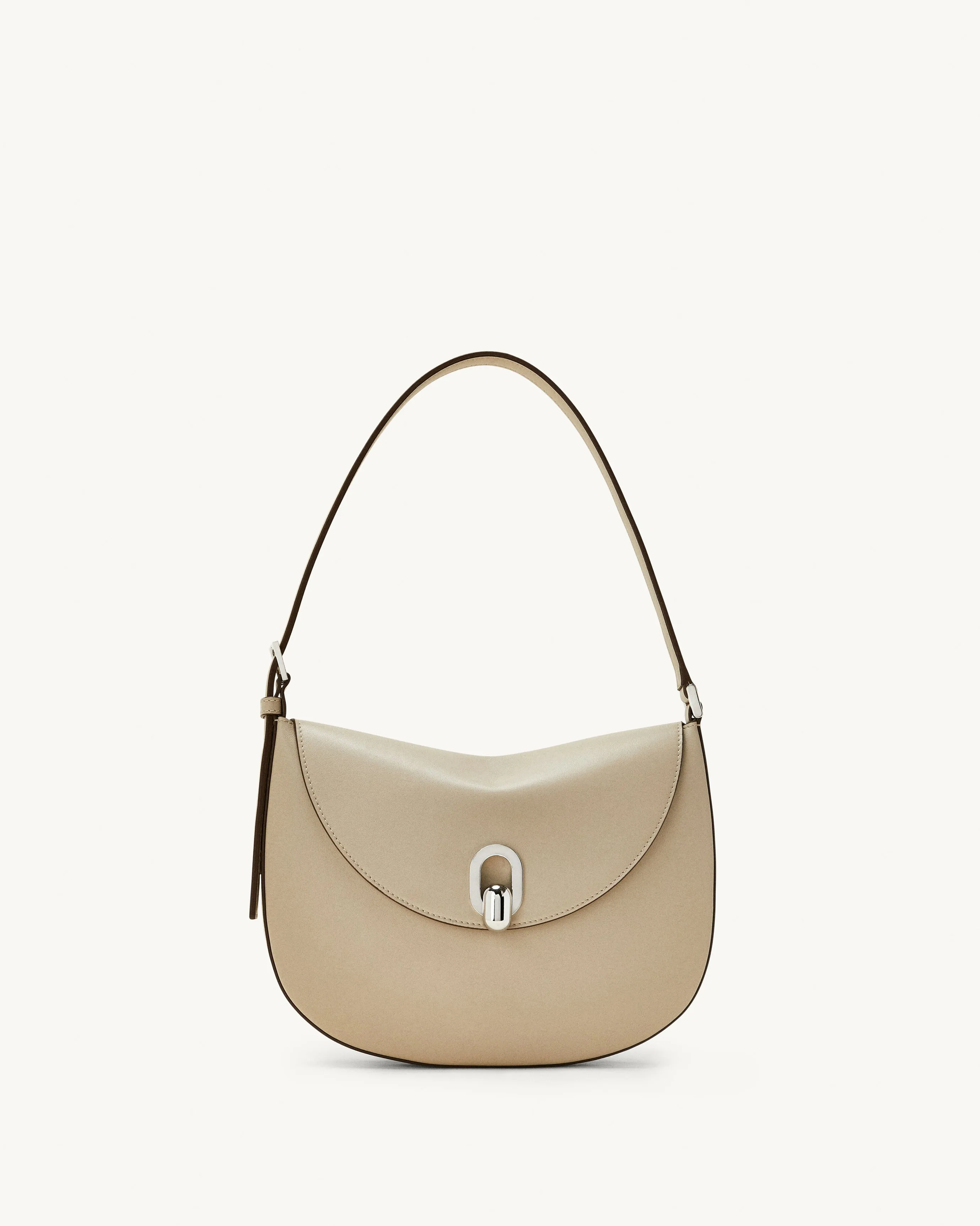 Small Tondo Hobo in Bone Leather