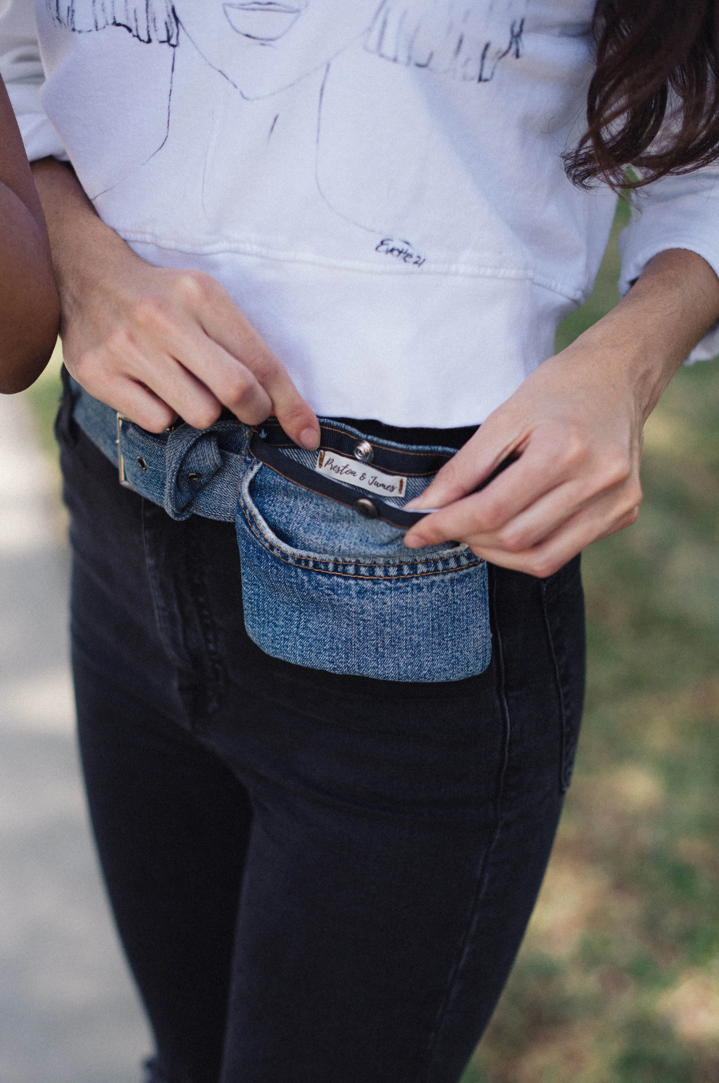 Snap Denim Belt Bag