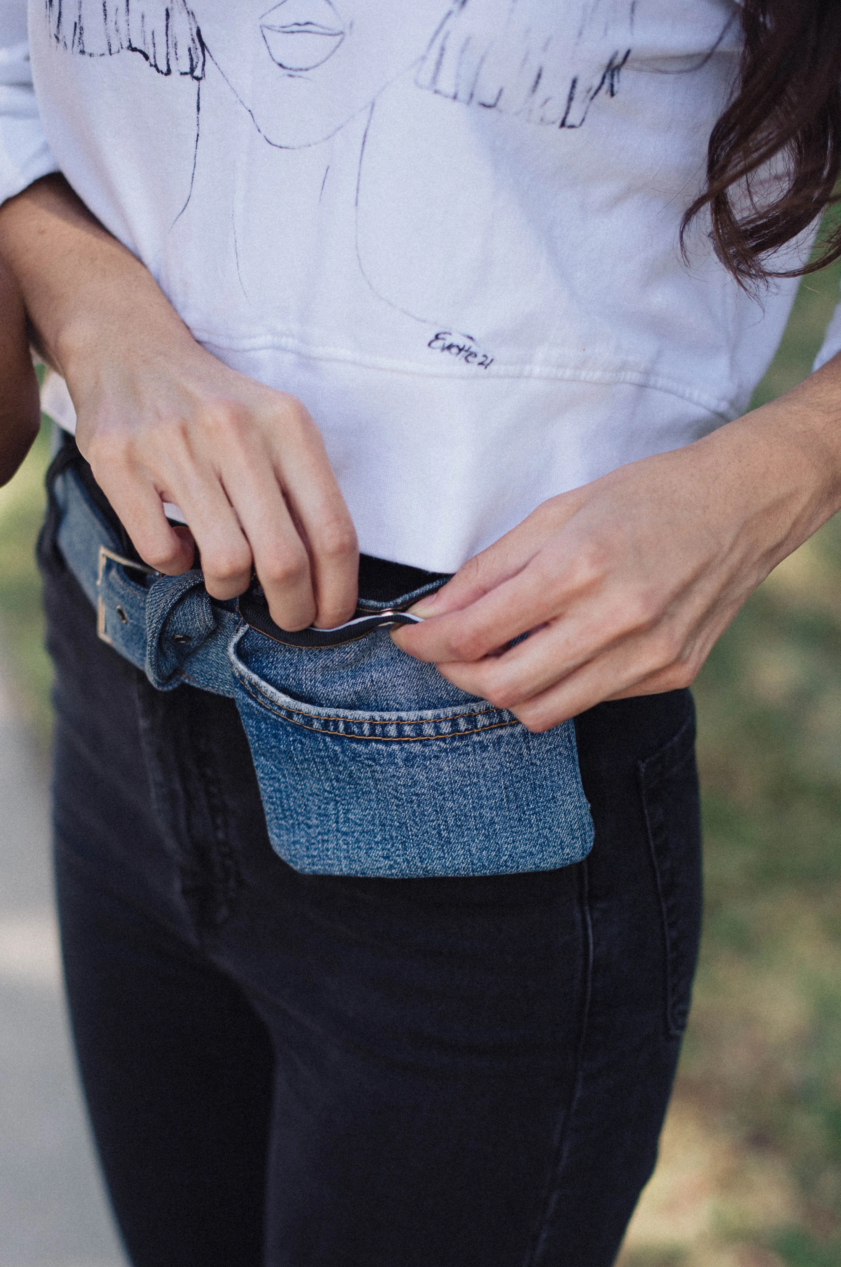 Snap Denim Belt Bag