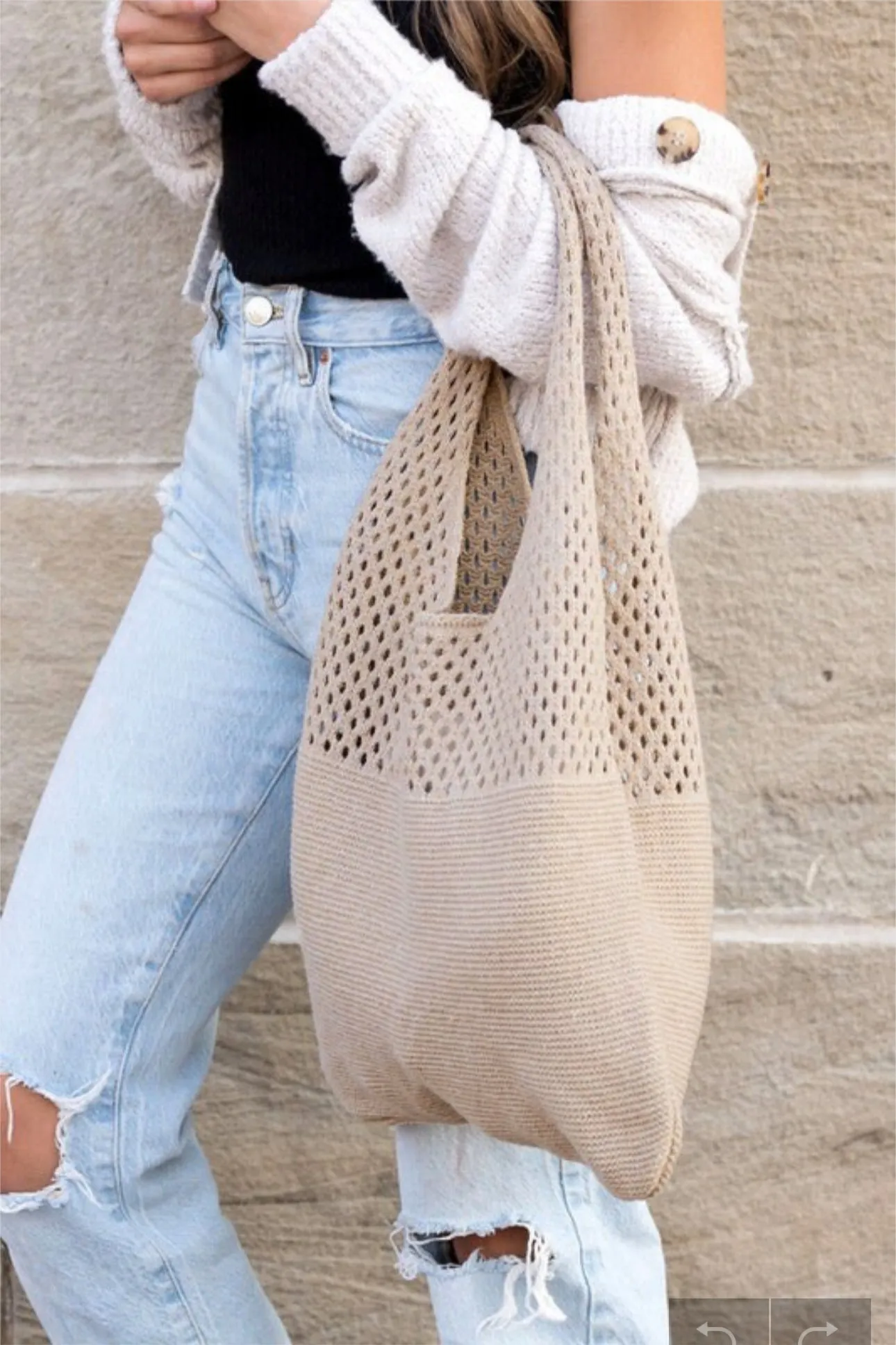 Soft Knit Crochet Hobo Bag