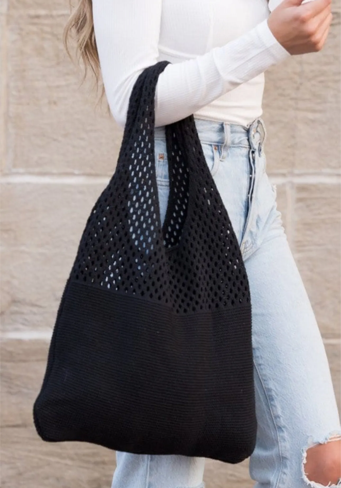 Soft Knit Crochet Hobo Bag