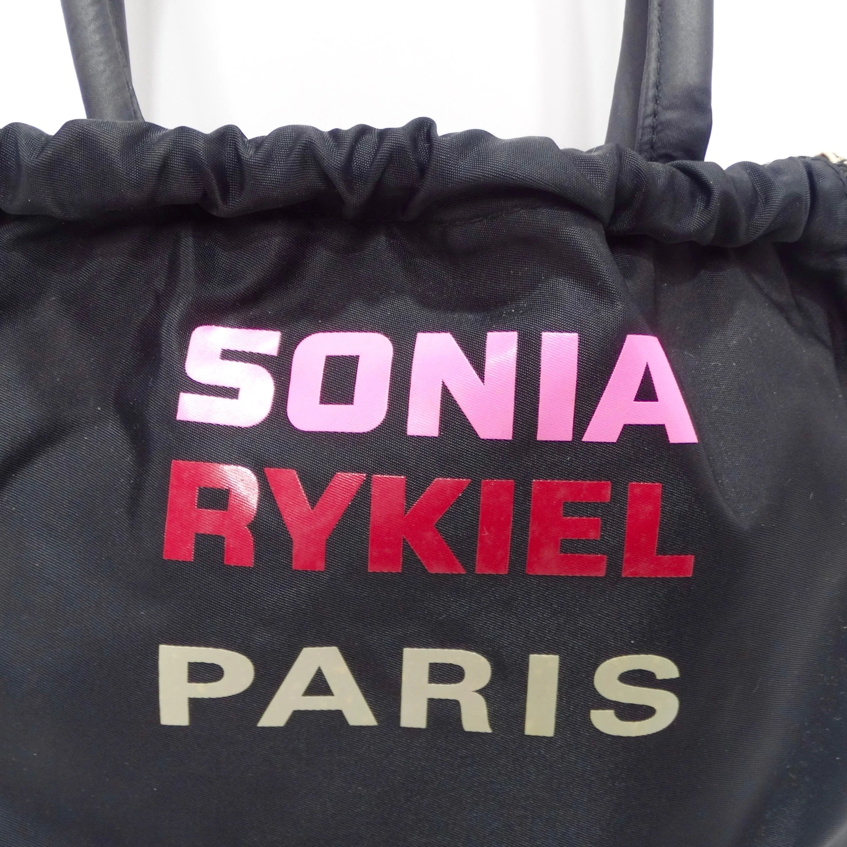 Sonia Rykiel 1980s Black Nylon Drawstring Bag