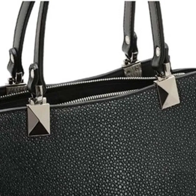 Stingray Leather Black Structured Tote