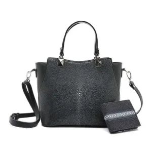 Stingray Leather Black Structured Tote