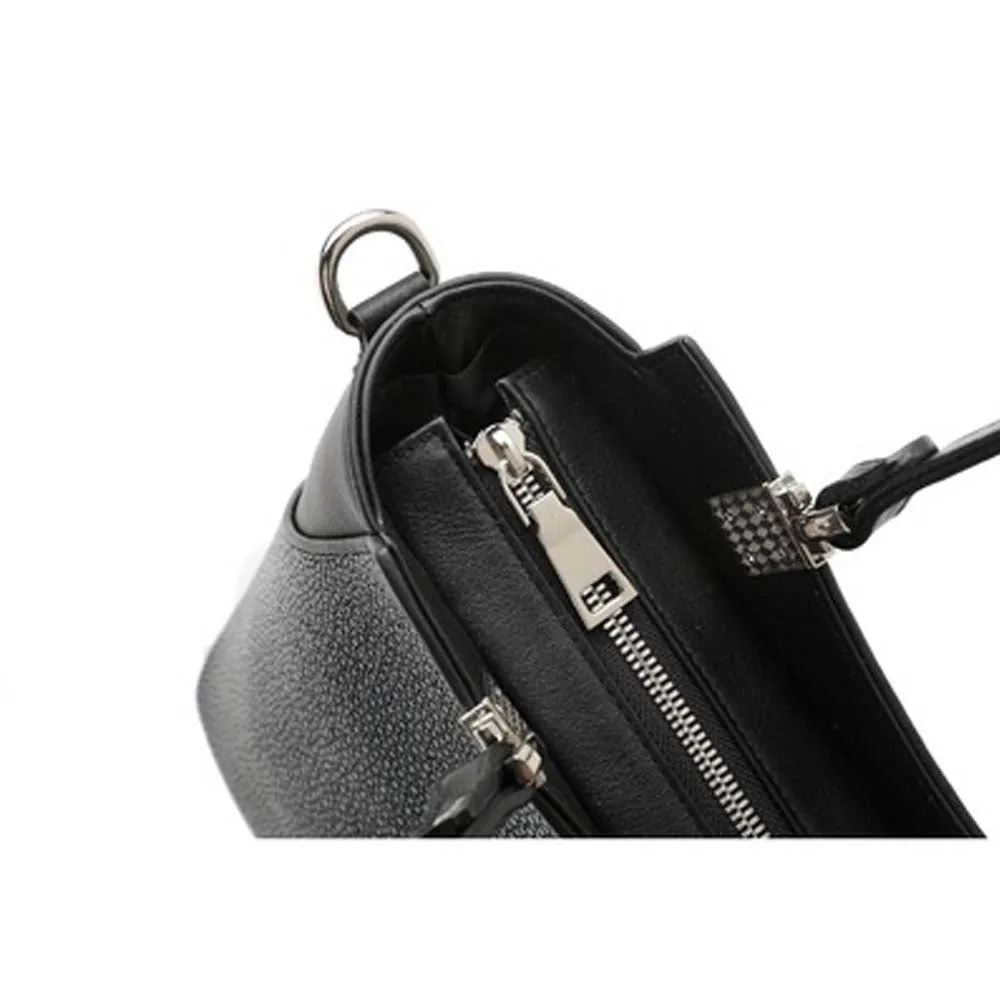 Stingray Leather Black Structured Tote