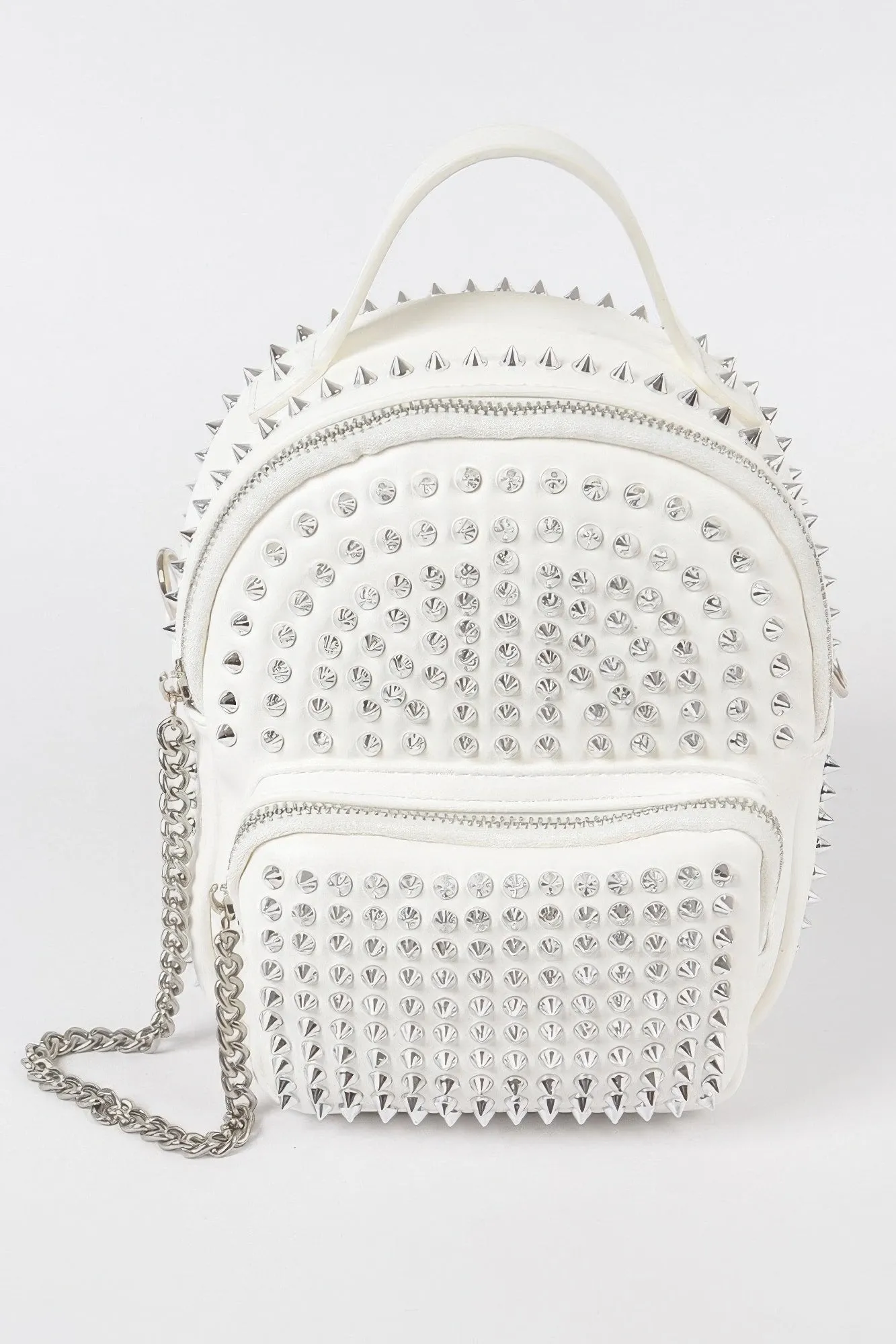 Studded Backpack With Chain Zippier
