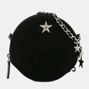 Suede Cocostellar Round Clutch on Chain