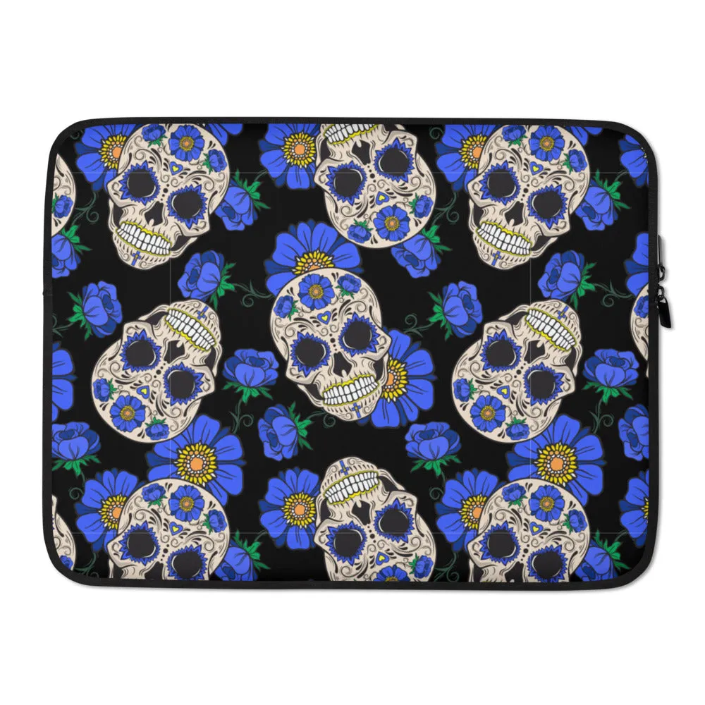 Sugar Skull Blue Laptop Sleeve