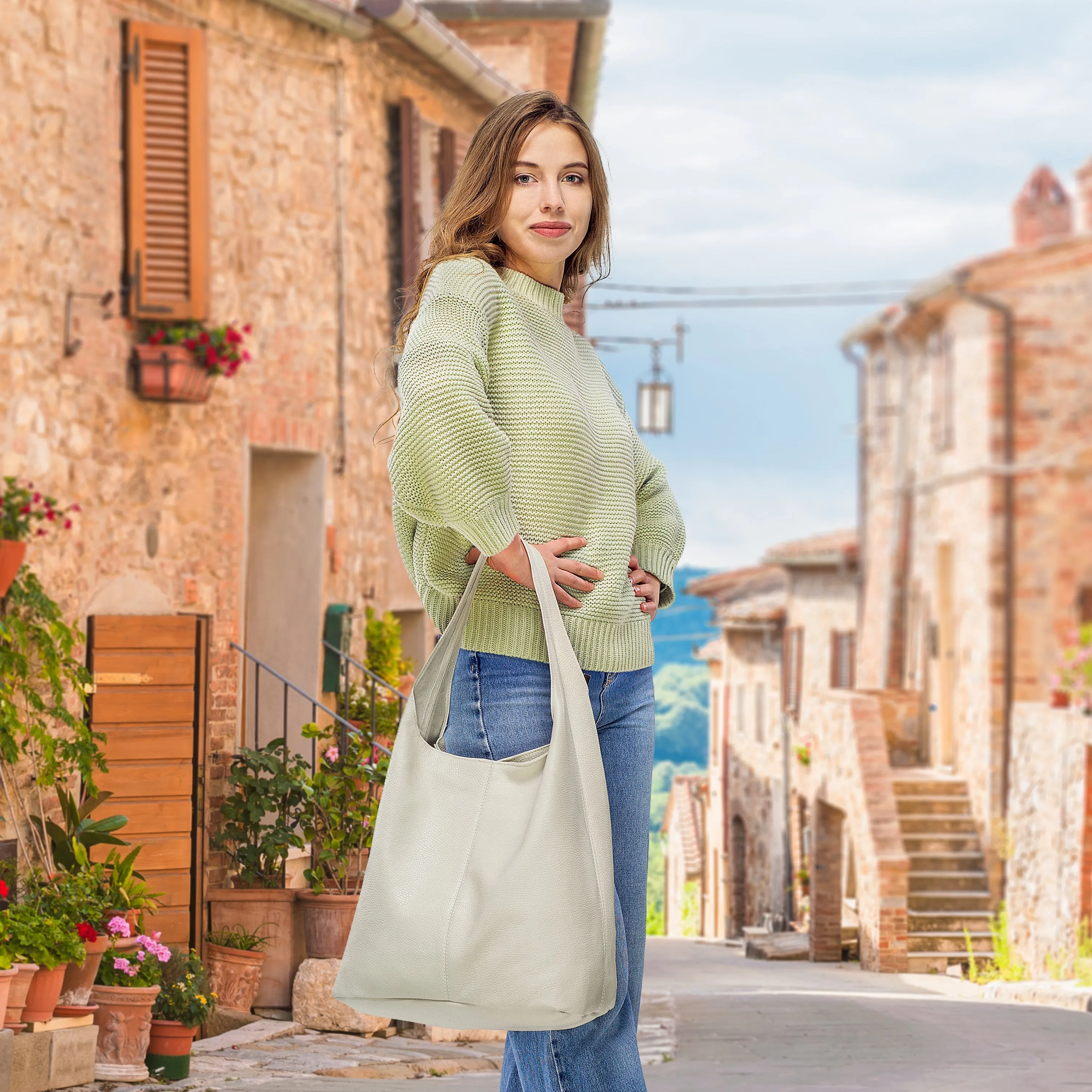 TAKEASY Calf Leather Hobo Bag 011943