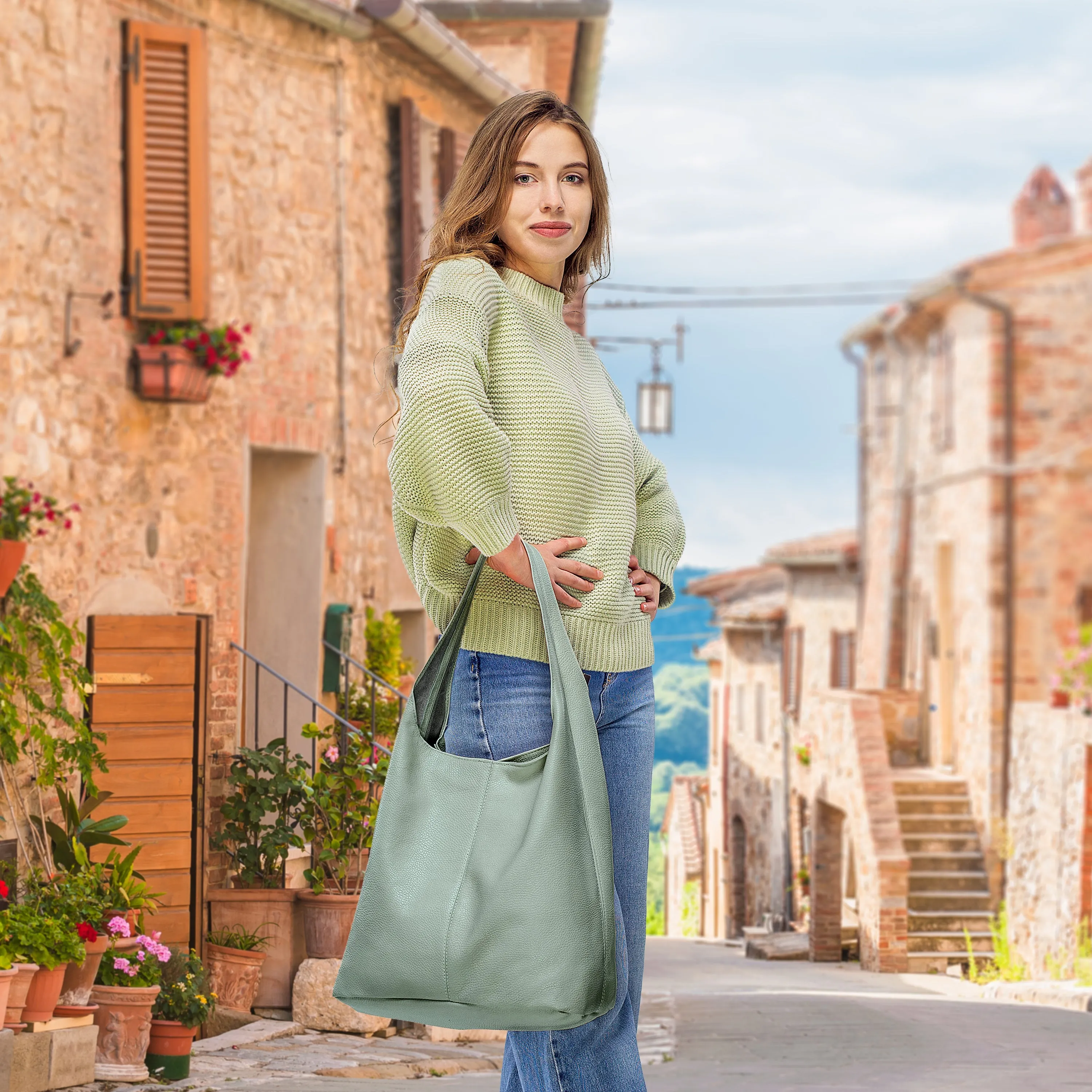 TAKEASY Calf Leather Hobo Bag 011943