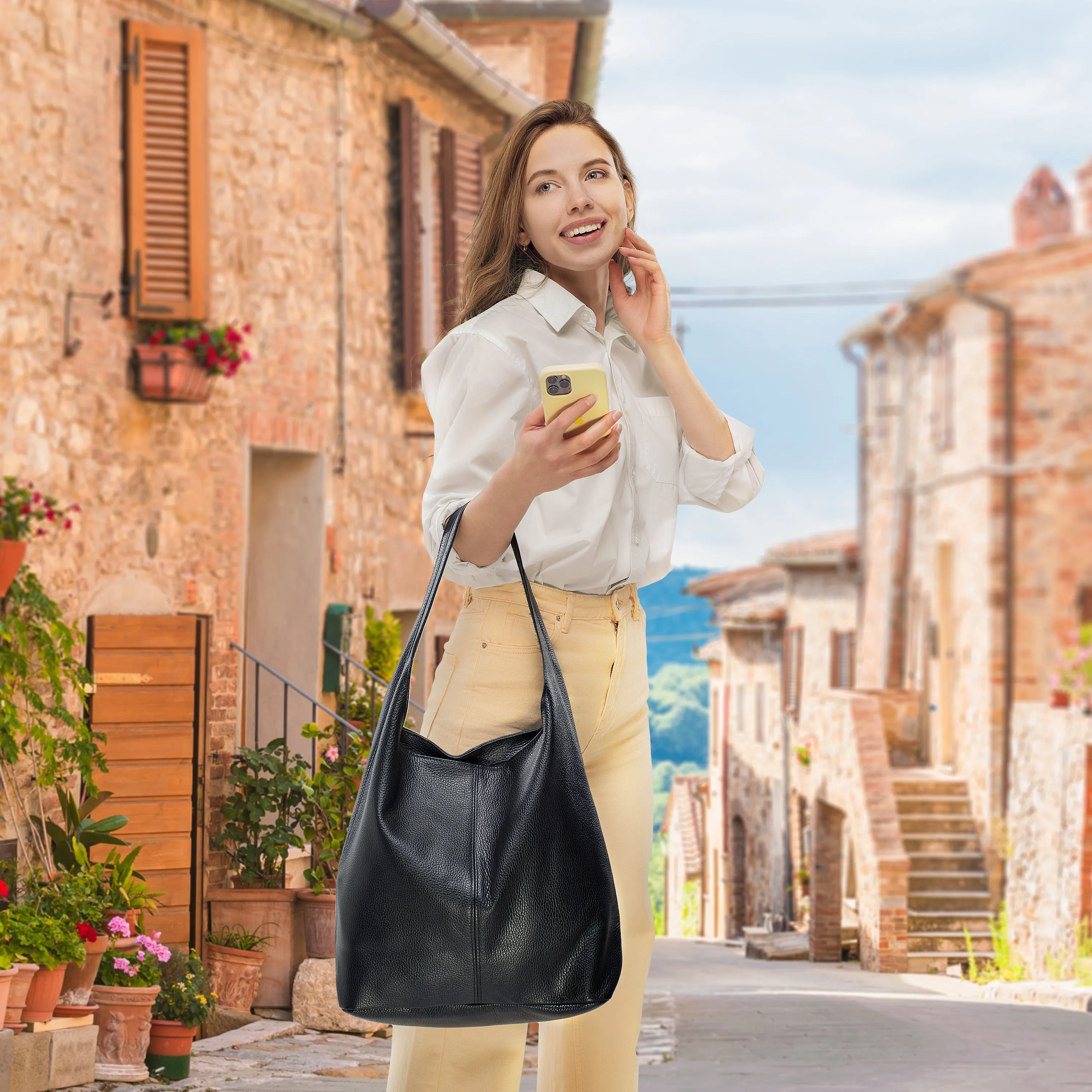TAKEASY Calf Leather Hobo Bag 011943