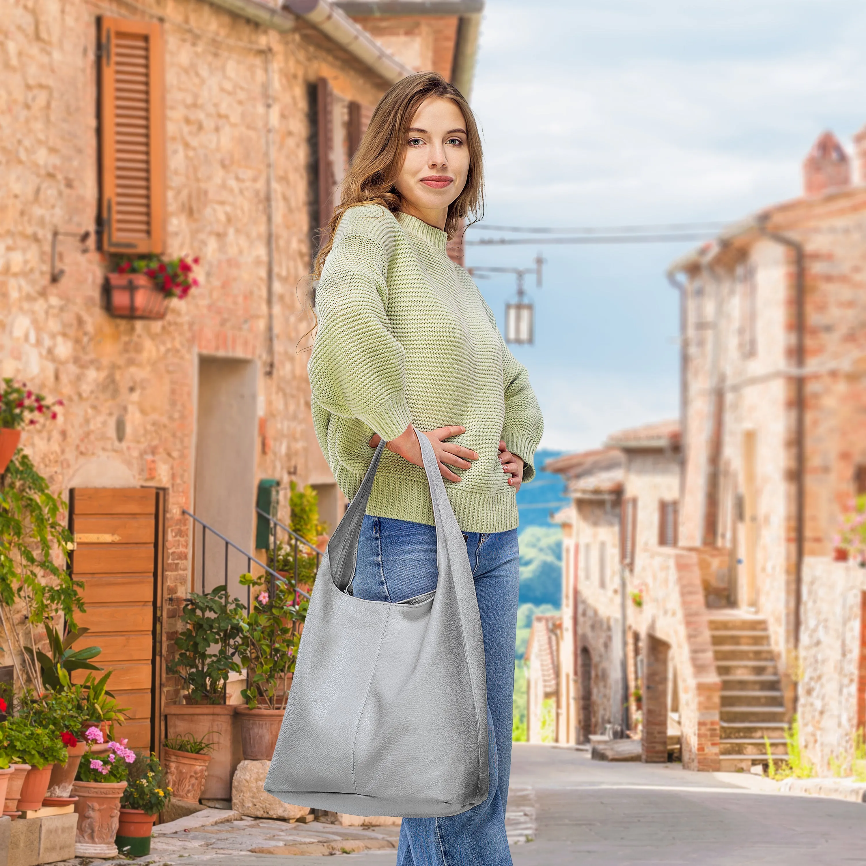 TAKEASY Calf Leather Hobo Bag 011943