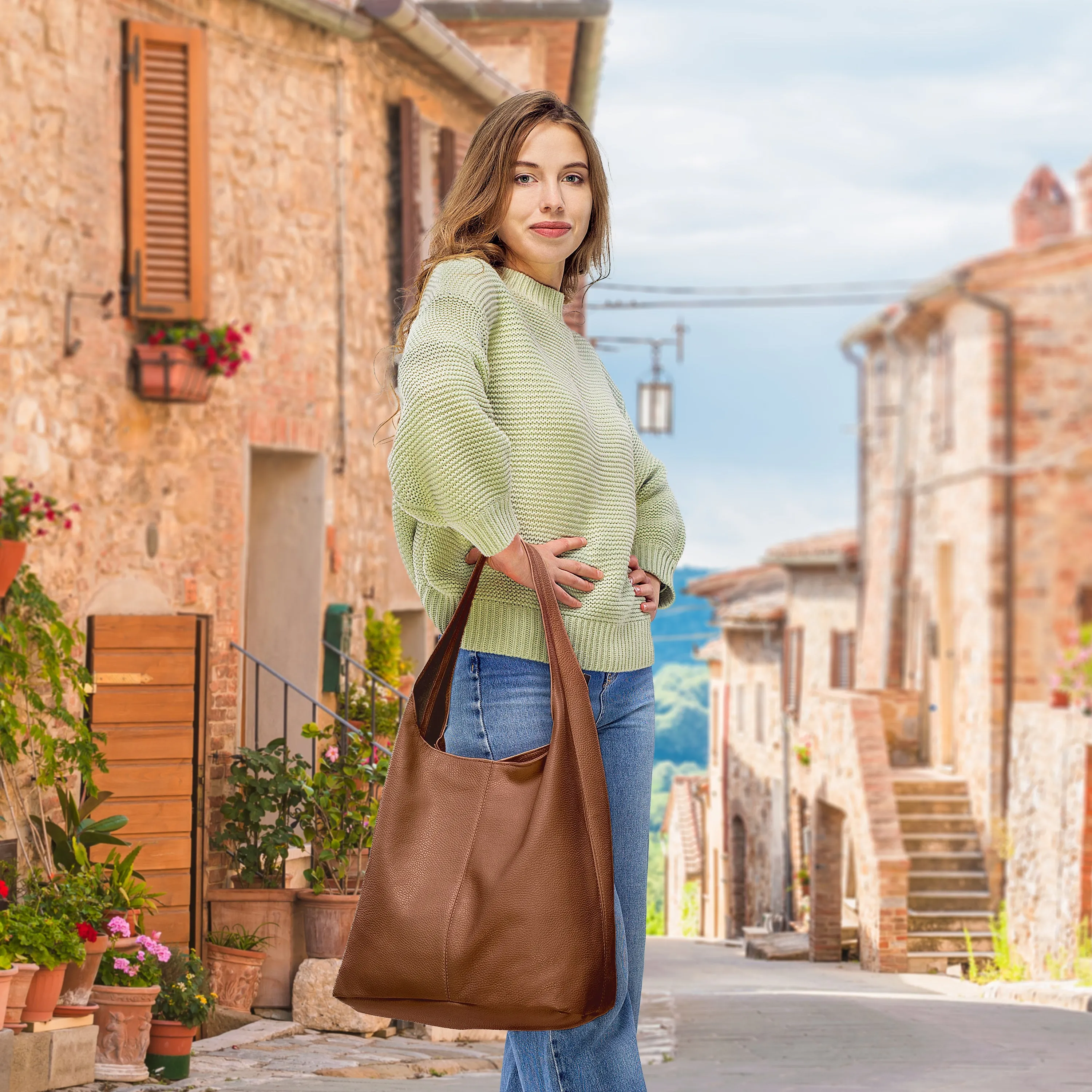 TAKEASY Calf Leather Hobo Bag 011943