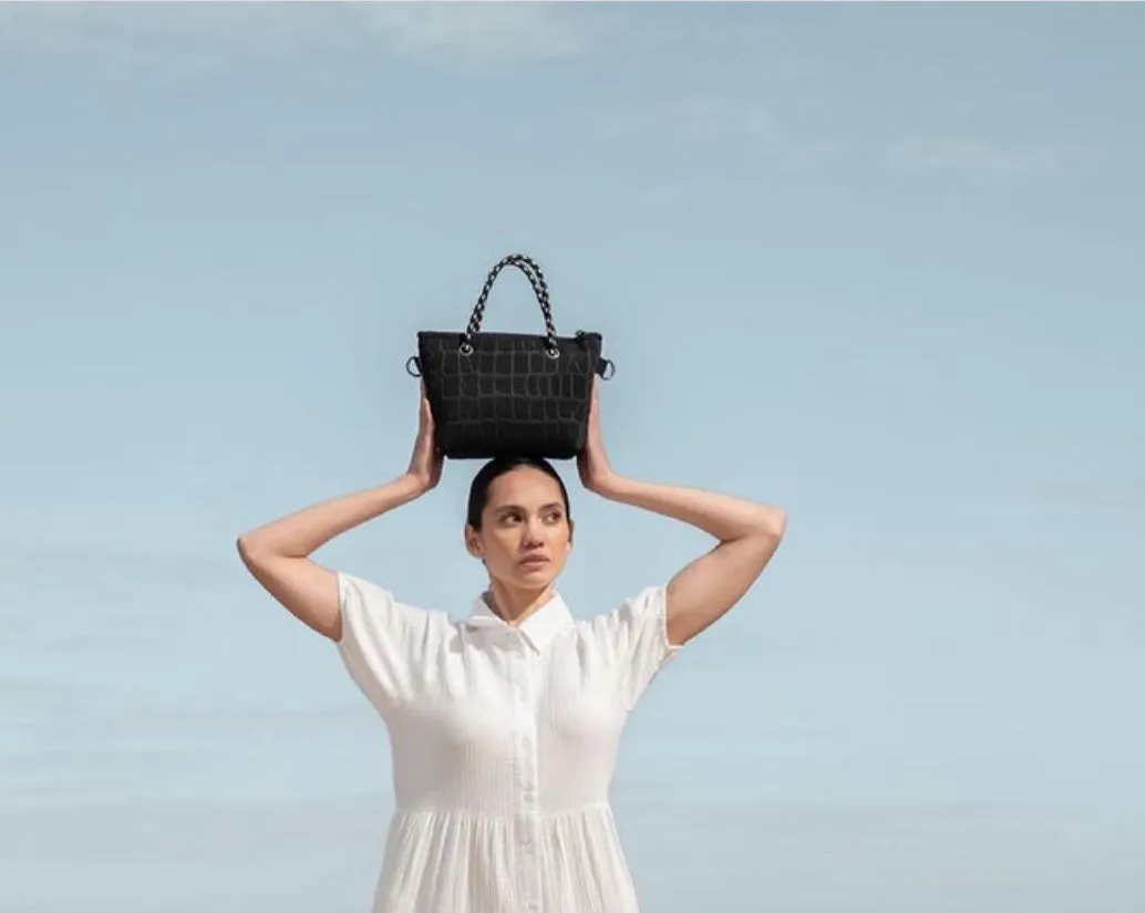 The Bam Bam Neoprene Bag - Black Croc