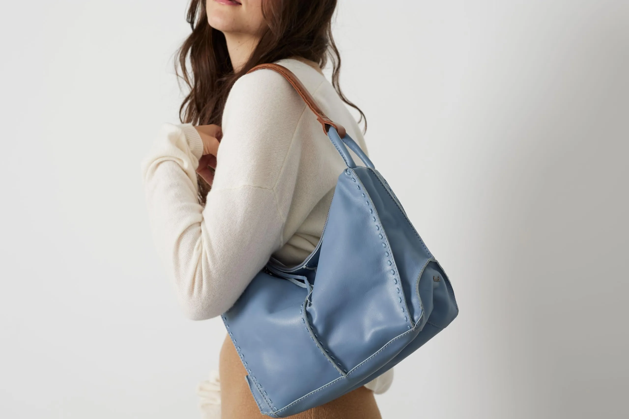 The Sak Los Feliz Hobo in Leather, Lined Shoulder Purse, Moss Suede