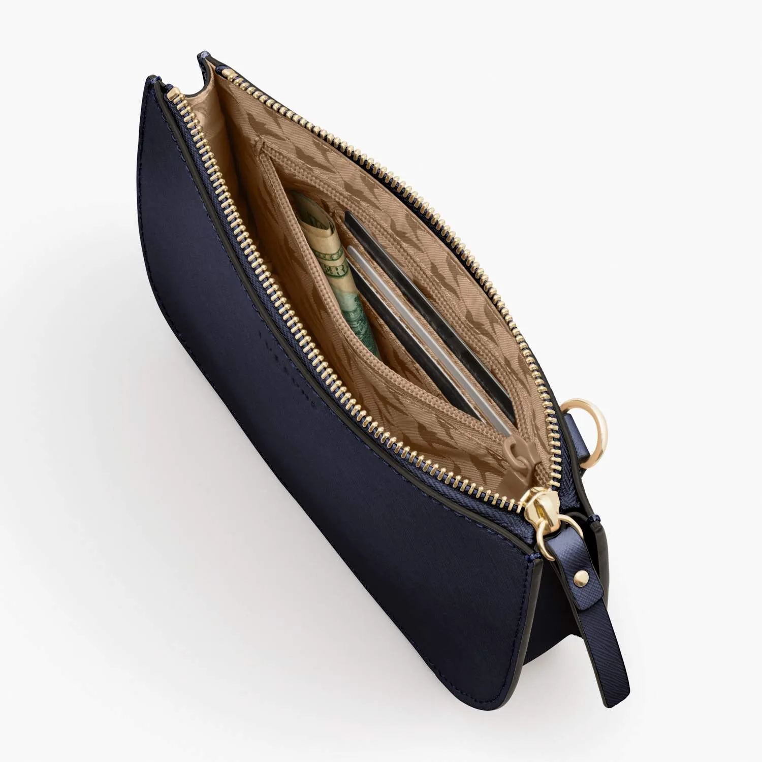 The Waverley 2 - Saffiano Leather - Deep Navy / Gold / Camel