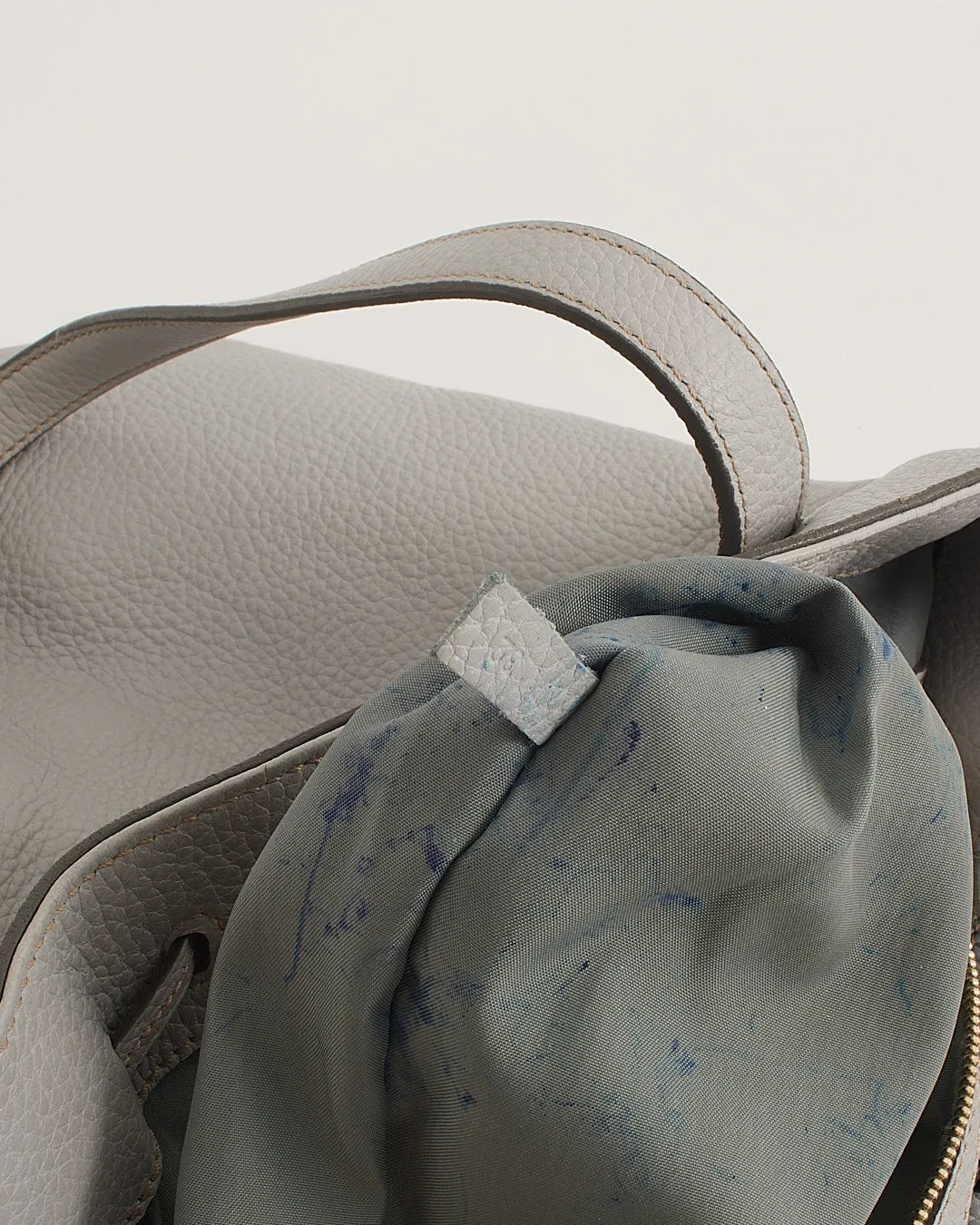 Tod's Cloud Grey Leather Studded Hobo Shoulder Bag