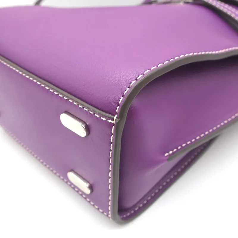 Tory Burch Lee Radziwill Double Bucket Bag Purple Leather Medium Crossbody